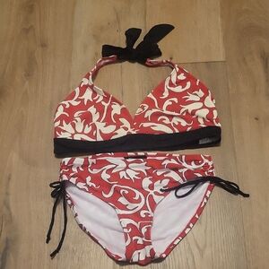 Athleta Red And White Swim Bikini. Bottims Are Small. Top Is 36-38D